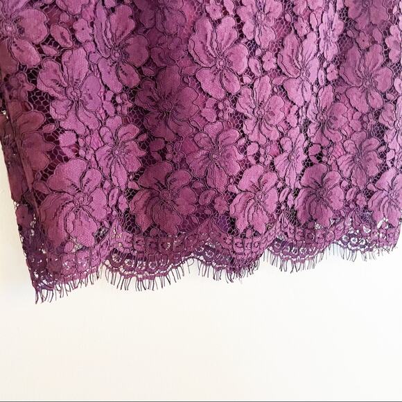 NEW Ann Taylor Factory Floral Lace Overlay Pencil Skirt Merlot 14 - Picture 6 of 14